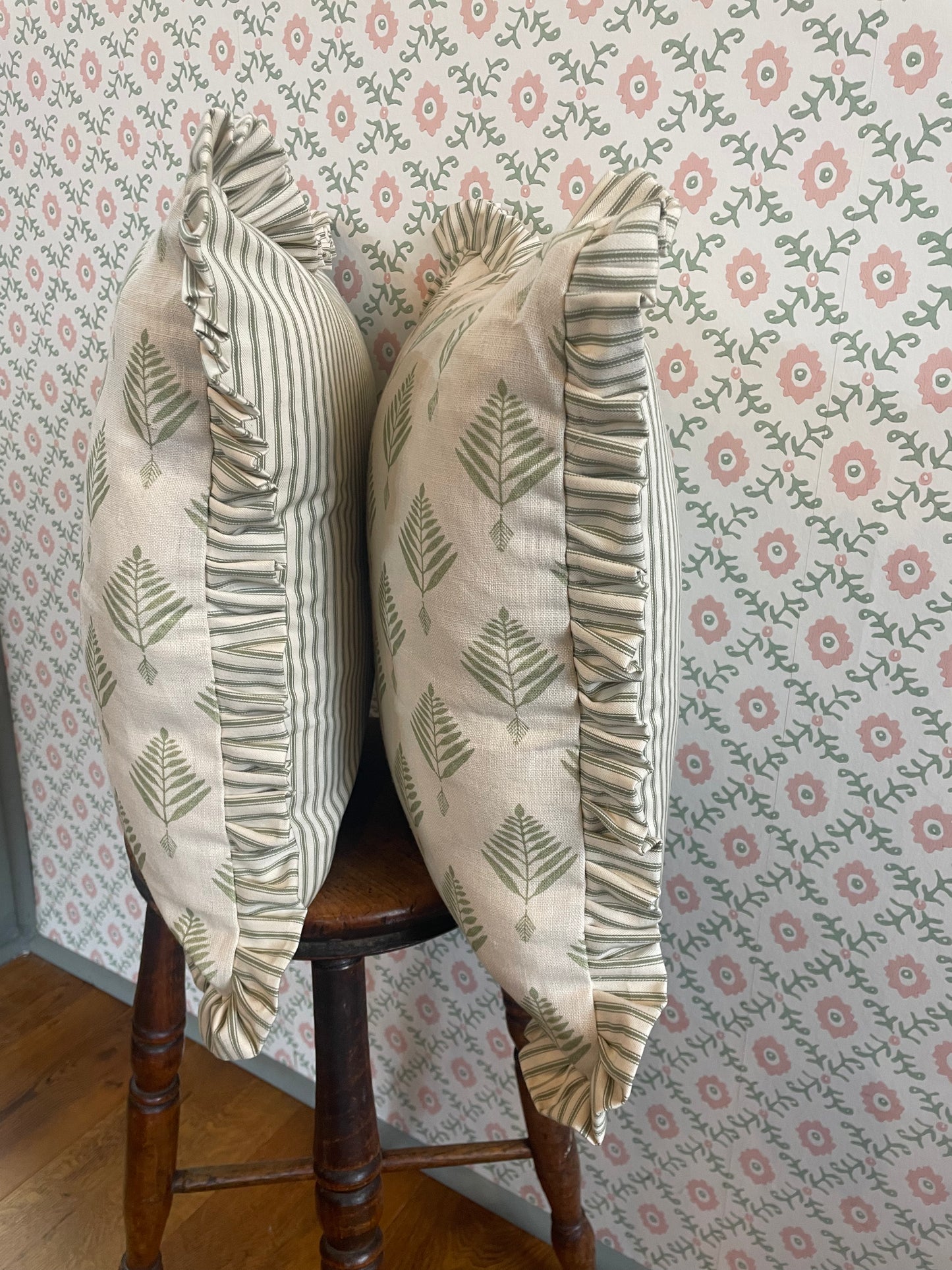 Sage Green Haveli Ruffle Cushion