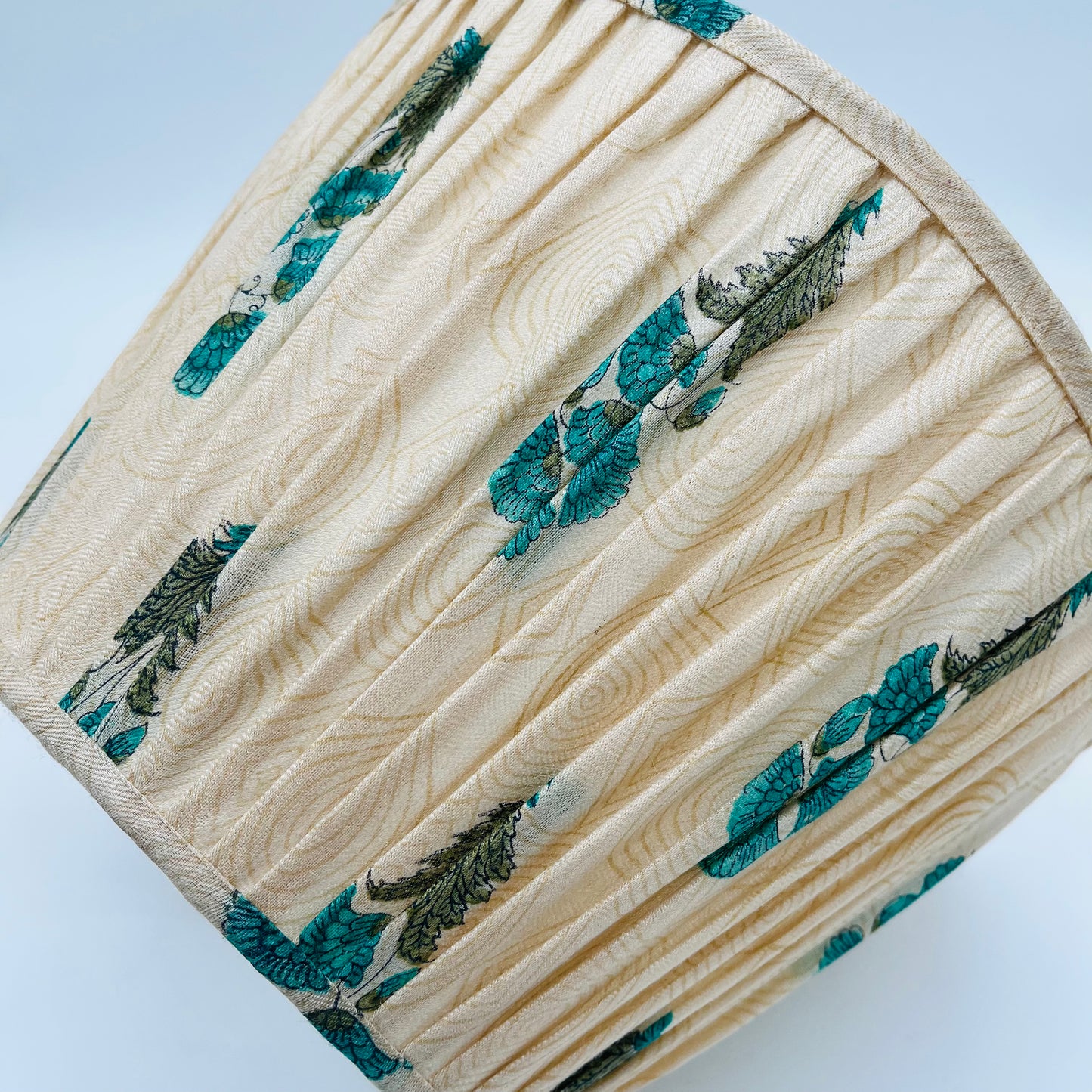 Turquoise and Cream Sari Gathered Lampshade