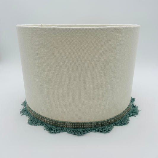 Drum Lampshade with Green Trimming 12"