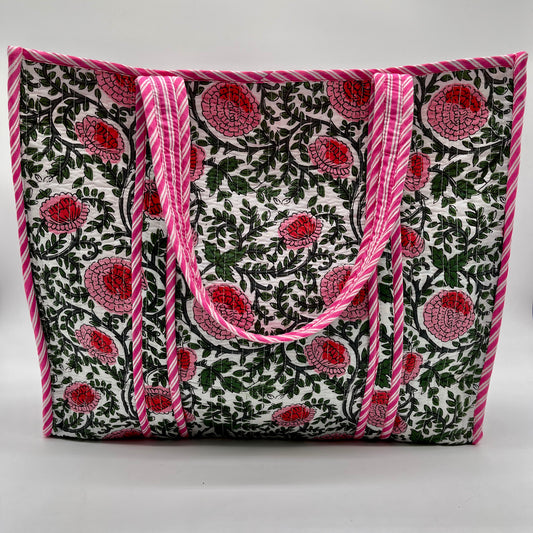 Pink and Green Floral Print Bag