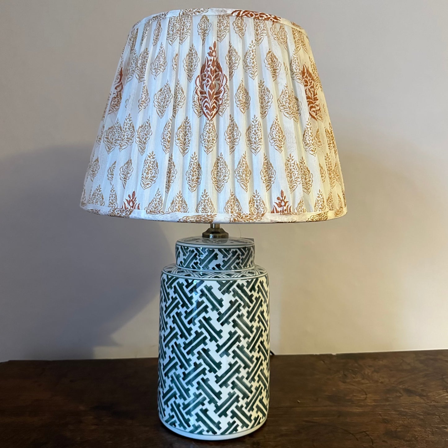 Green and White Lamp Base