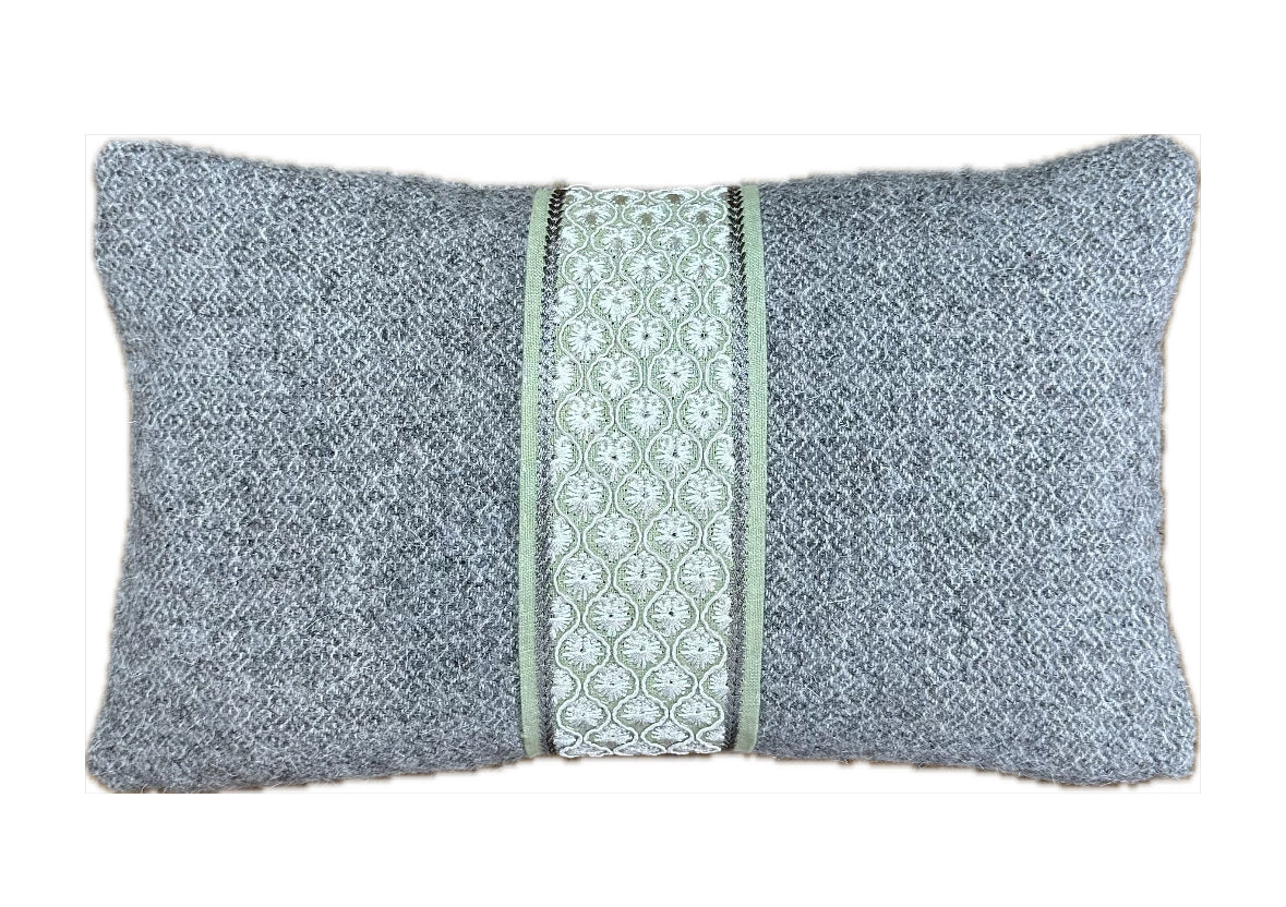 Green Braid Light Grey Herdwick Tweed Cushion