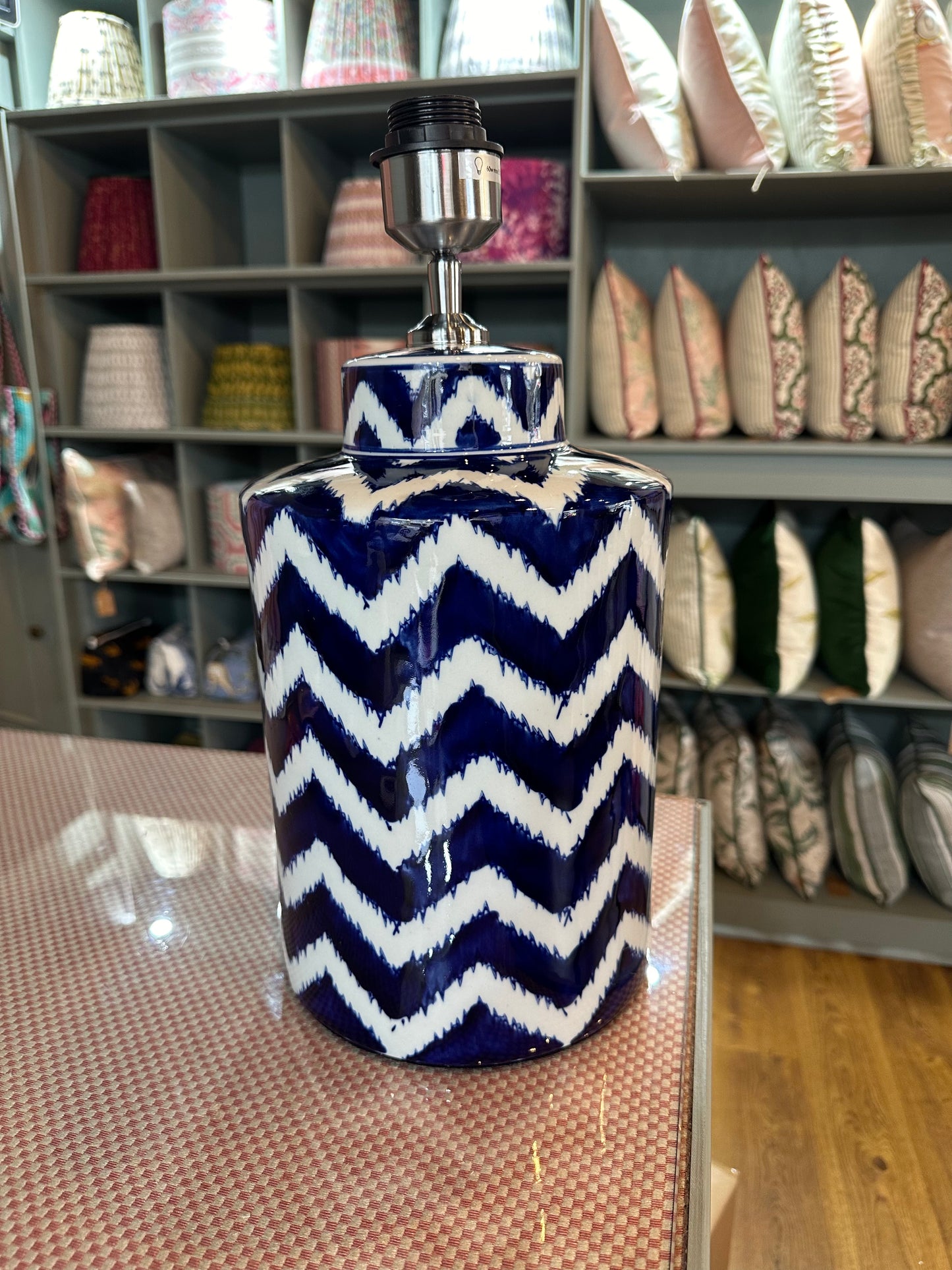 Blue Zig Zag Lamp Base