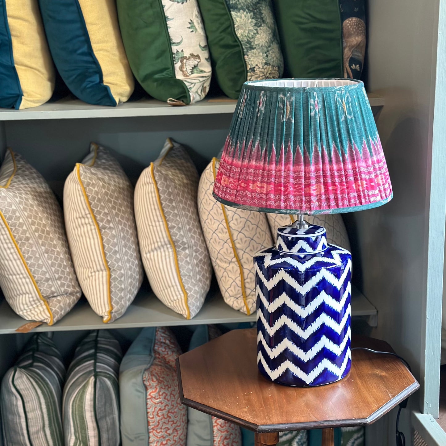 Blue Zig Zag Lamp Base