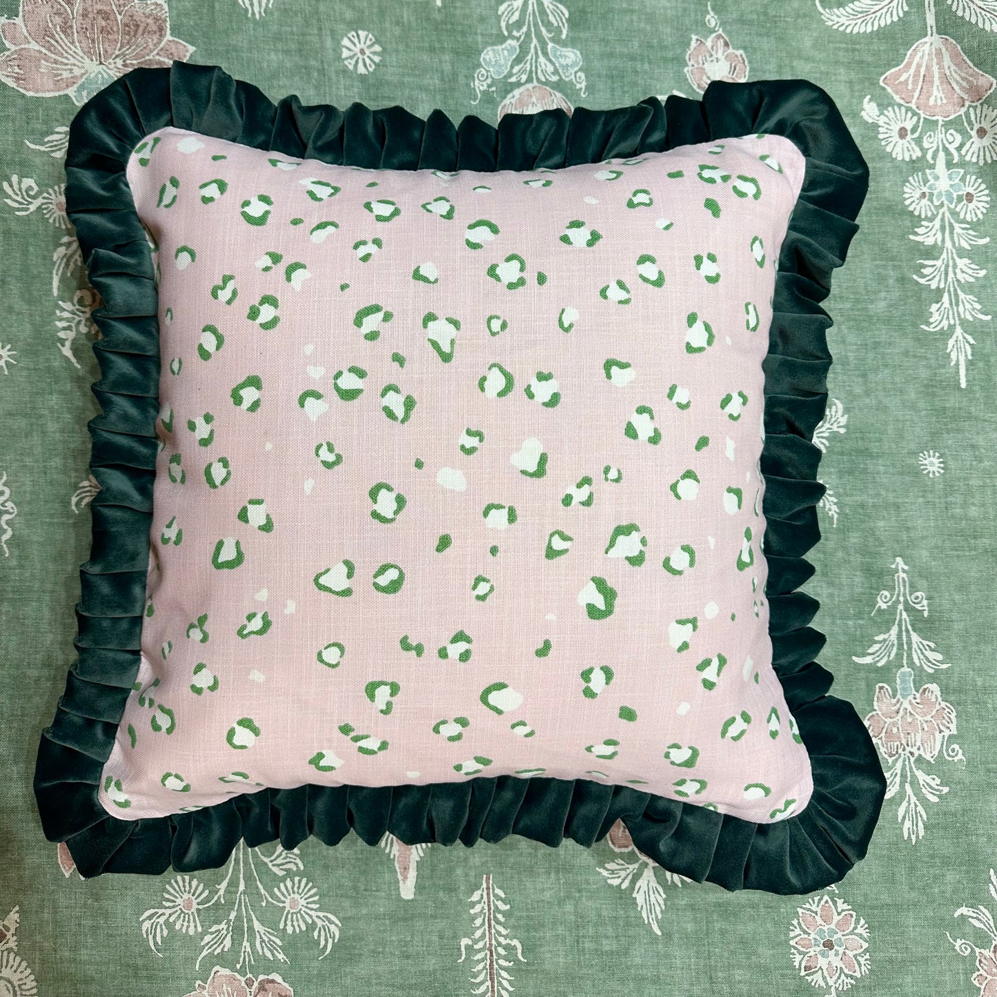 Light Pink Leopard Print Ruffle Cushion