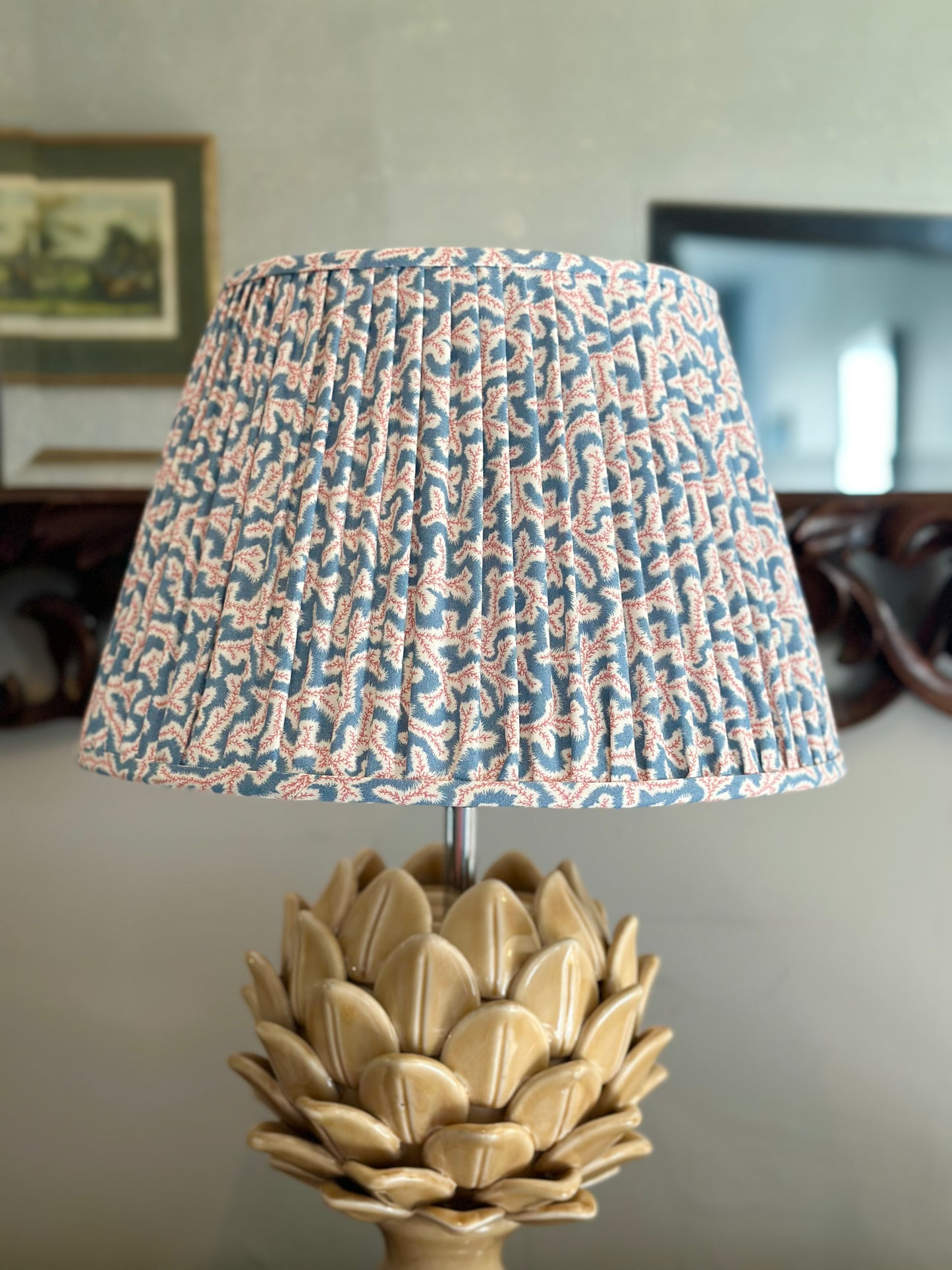 Blue Ian Sanderson Dulce Gathered Lampshade 14"