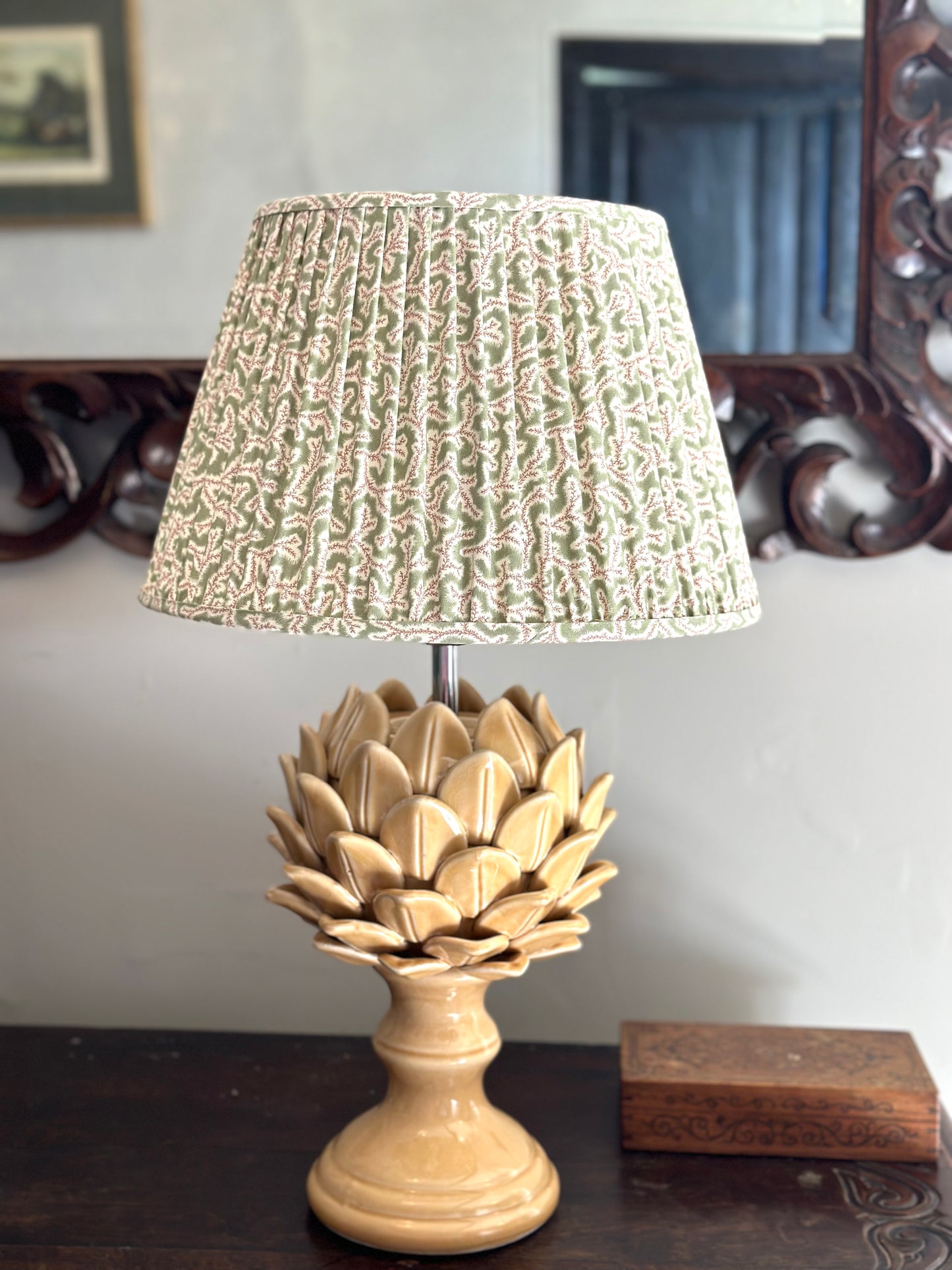 Green Ian Sanderson Gathered Lampshade 14"