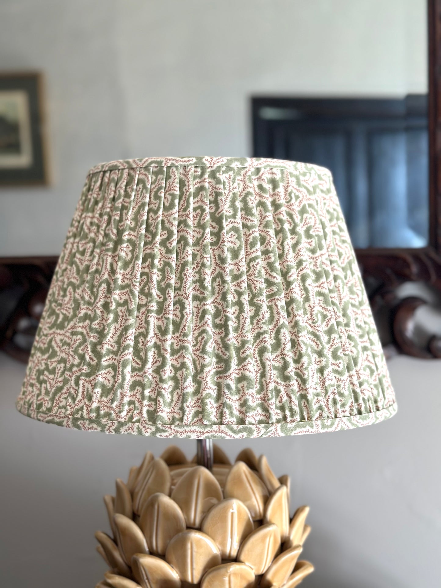 Green Ian Sanderson Gathered Lampshade 14"