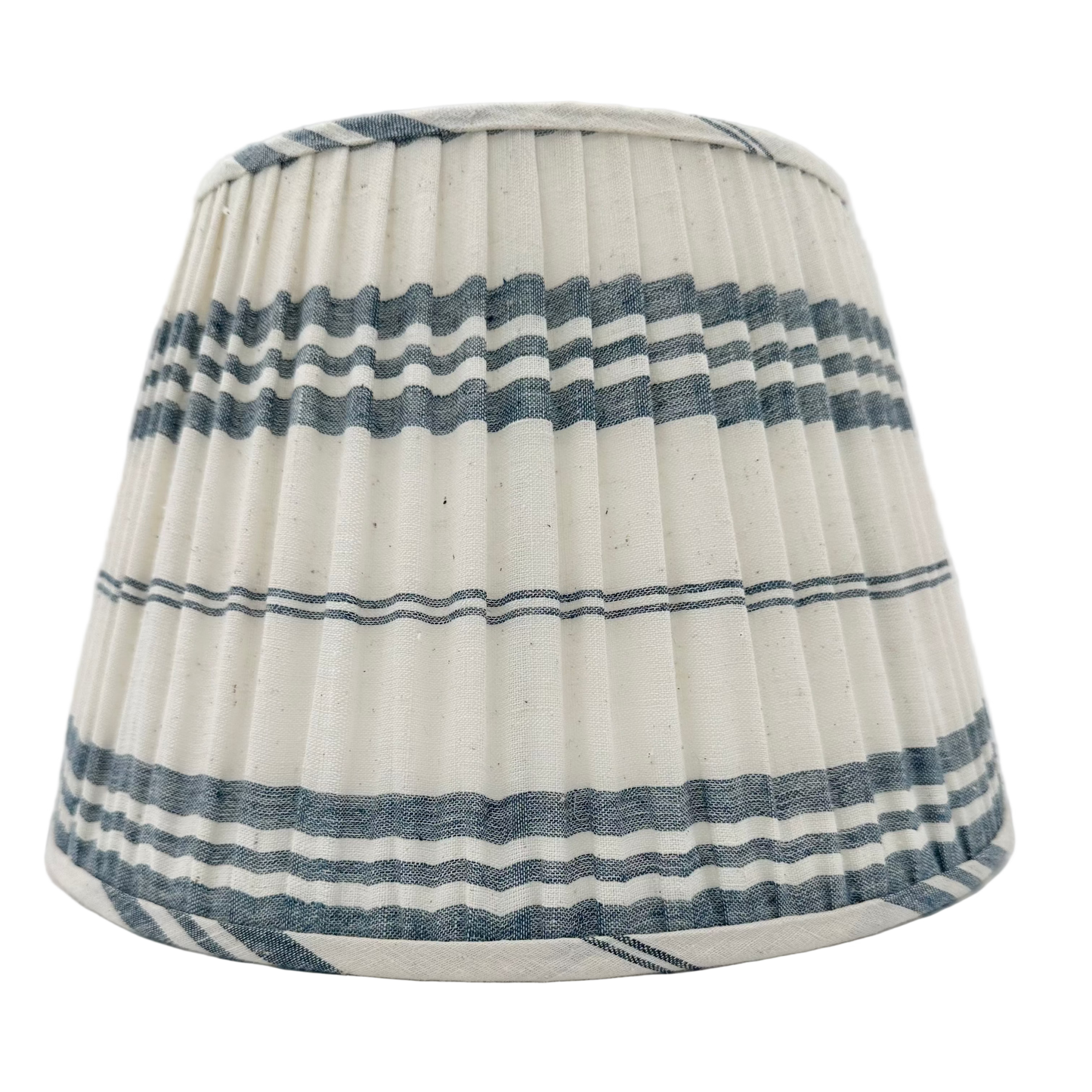 White and Blue Stripe Organic Cotton Gathered Lampshade