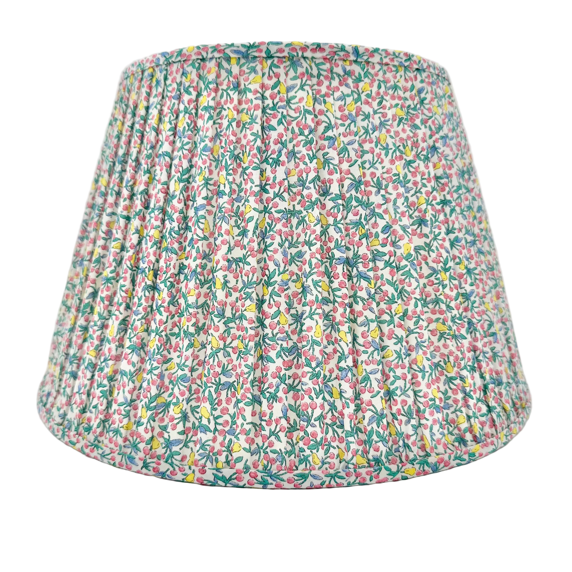 Floral patterned lampshade on a white background