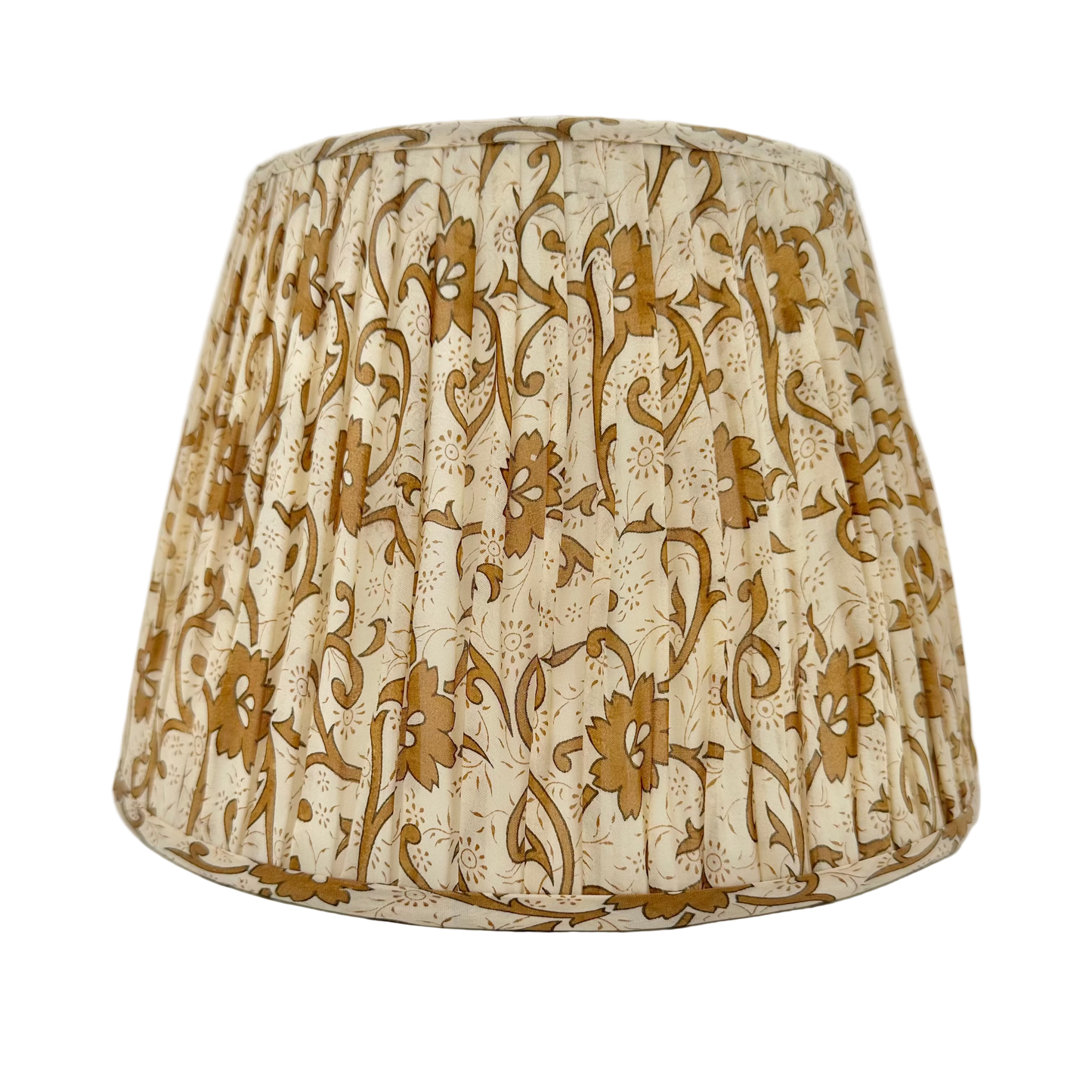 Decorative lampshade with brown floral pattern on a white background