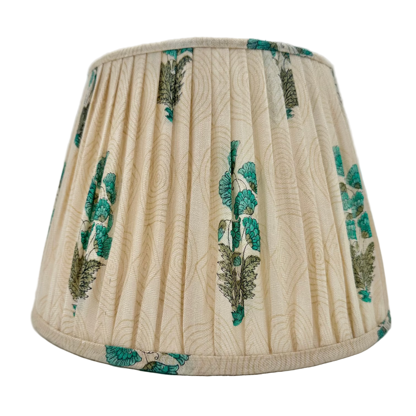 Turquoise and Cream Sari Gathered Lampshade