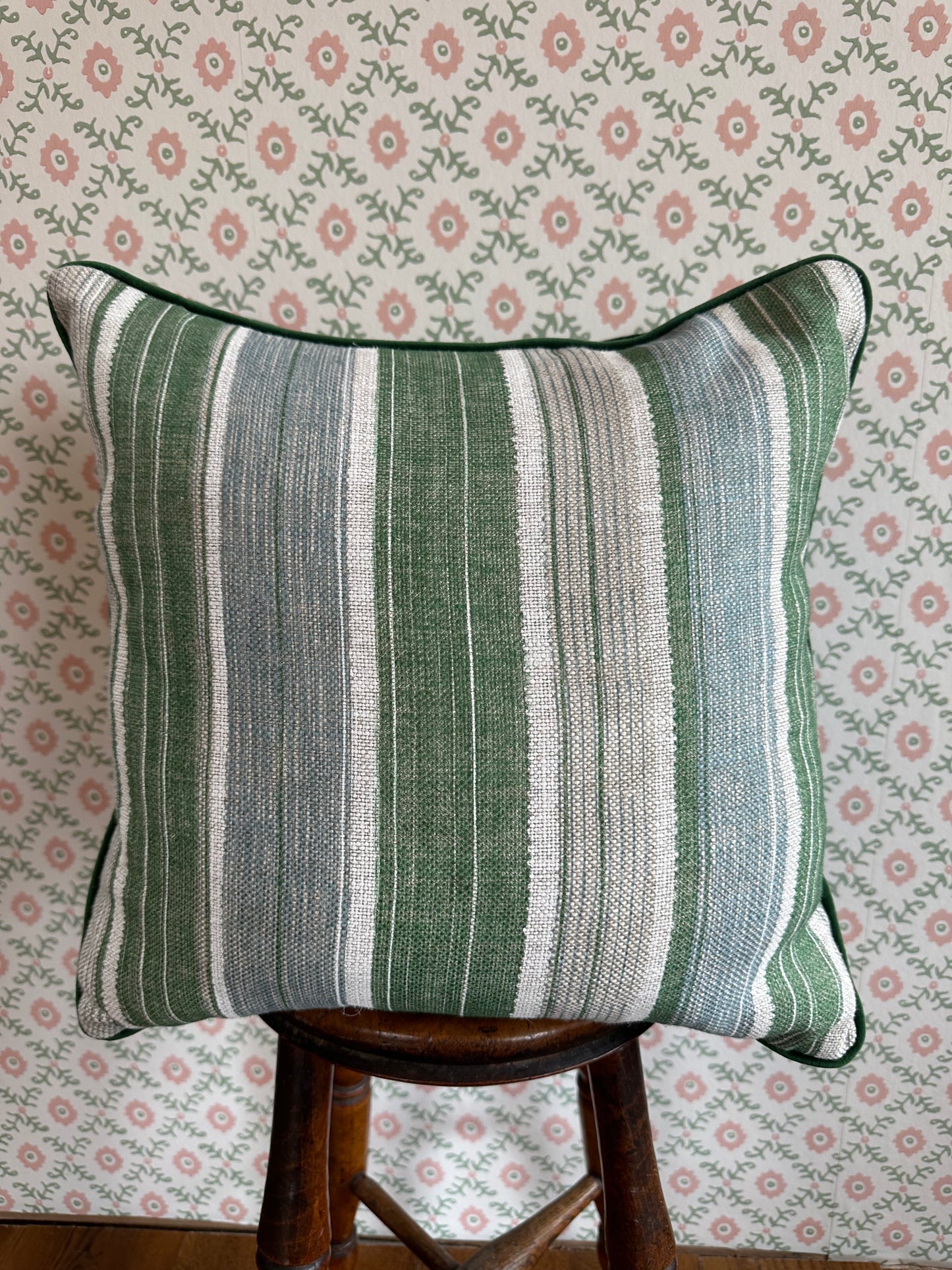 Green Stripe Fermoie Cushion