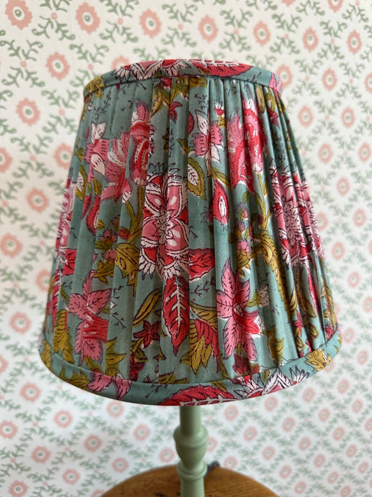 Green and Pink Block Print Lampshade 10"